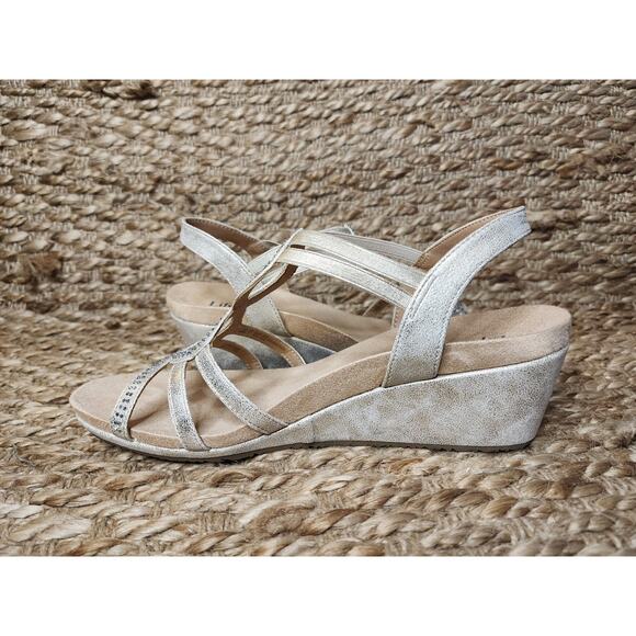 New! LifeStride Women's 9.5 M Mesmerize Gold Flex Comfort Sparkly Wedges - Picture 7 of 11